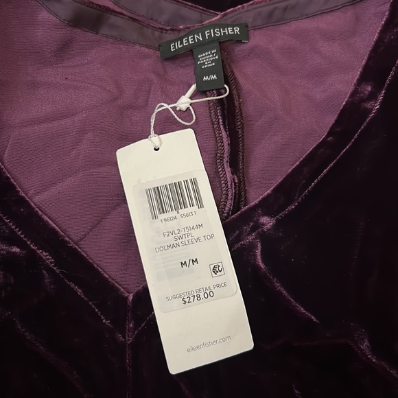 NWT Eileen Fisher
Silk Velvet V- Neck Long
Dolman Sleeve Boxy Top - Picture 7 of 8
